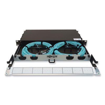 Tripp Lite 1U Preloaded Multimode Fiber Cable Panel, (3) MTP/MPO (F) to (3) MTP/MPO (F), 65.6 ft, Aqua, Ships in 7-10 Business Days (N48M2M3X8M20)