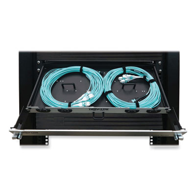 Tripp Lite 1U Preloaded Multimode Fiber Cable Panel, MTP/MPO (F) to (4) LC Duplex (M), 65.6 ft, Aqua, Ships in 7-10 Business Days (N48M2M8L420)