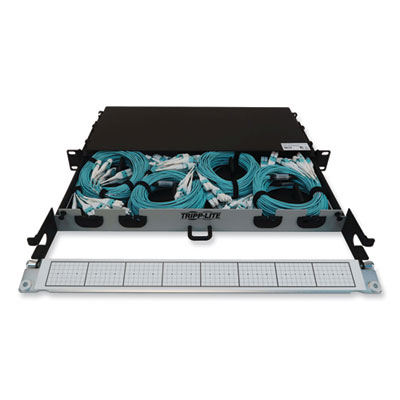 Tripp Lite 1U Preloaded Multimode Fiber Cable Panel, (8) LC Duplex (M) to (8) LC Duplex (M), 32.8 ft, Aqua, Ships in 7-10 Business Days (TRPN48M4L16L10)