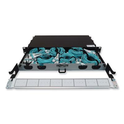 Tripp Lite 1U Preloaded Multimode Fiber Cable Panel, (4) LC Duplex (M) to (4) LC Duplex (M), 32.8 ft, Aqua, Ships in 7-10 Business Days (N48M6L8L10)