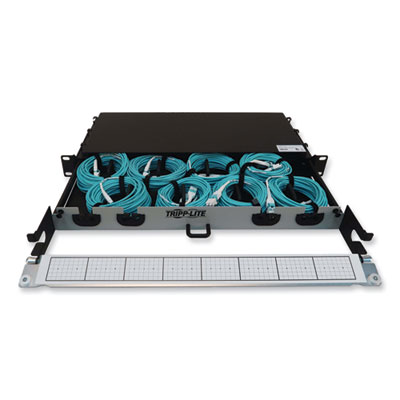 Tripp Lite 1U Preloaded Multimode Fiber Cable Panel, LC Duplex (Male) to LC Duplex (Male), 32.8 ft, Aqua, Ships in 7-10 Business Days (N48M8L2L10)