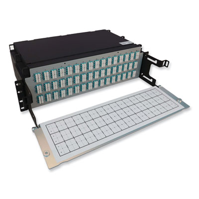 Tripp Lite 3U Preloaded Multimode Fiber Cable Panel, (48) MTP/MPO (F) to (192) LC Duplex (F), 16.4 ft, Aqua, Ships in 7-10 Bus Days (N48M48M8L405)