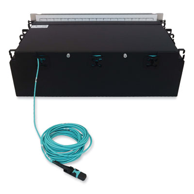 Tripp Lite 3U Preloaded Multimode Fiber Cable Panel, (48) MTP/MPO (F) to (192) LC Duplex (F), 16.4 ft, Aqua, Ships in 7-10 Bus Days (N48M48M8L405)