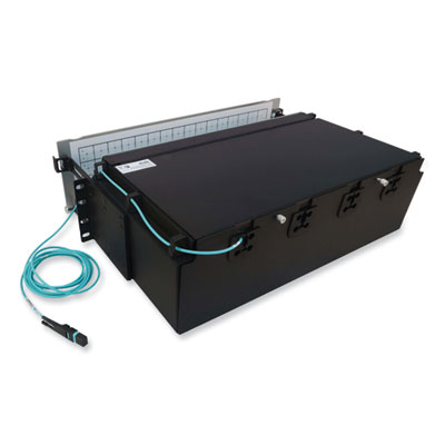 Tripp Lite 3U Preloaded Multimode Fiber Cable Panel, (64) MTP/MPO (F) to (256) LC Duplex (F), 9.8 ft, Aqua, Ships in 7-10 Business Days (N48M64M8L403)