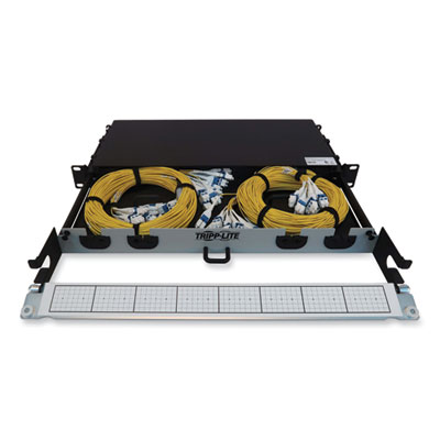 Tripp Lite 1U Preloaded Singlemode Fiber Cable Panel, (12) LC Duplex (M) to (12) LC Duplex (M), 65.6 ft, YW, Ships in 7-10 Bus Days (N48S2L24L20)