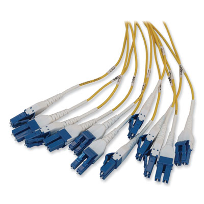Tripp Lite 1U Preloaded Singlemode Fiber Cable Panel, (12) LC Duplex (M) to (12) LC Duplex (M), 65.6 ft, YW, Ships in 7-10 Bus Days (N48S2L24L20)