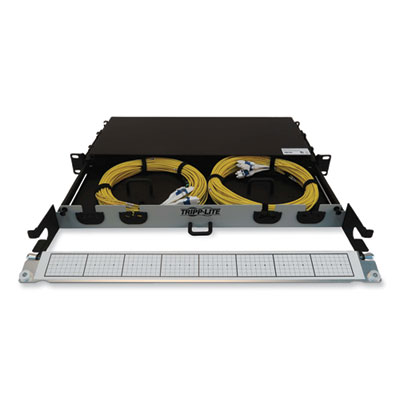 Tripp Lite 1U Preloaded Singlemode Fiber Cable Panel, MTP/MPO (F) to (4) LC Duplex (M), 65.6 ft, Yellow, Ships in 7-10 Business Days (N48S2M8L420)
