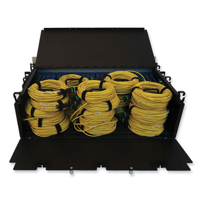 Tripp Lite 3U Preloaded Singlemode Fiber Cable Panel, (24) MTP/MPO (F) to (96) LC Duplex (F), 32.8 ft, YW, Ships in 7-10 Bus Days (N48S24M8L410)