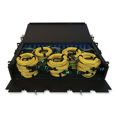 Tripp Lite 2U Preloaded Singlemode Fiber Cable Panel, (32) MTP/MPO (F) to (128) LC Duplex (F), 9.8 ft, YW, Ships in 7-10 Bus Days (N48S32M8L403)