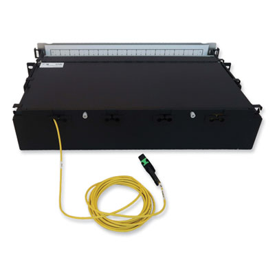 Tripp Lite 2U Preloaded Singlemode Fiber Cable Panel, (32) MTP/MPO (F) to (128) LC Duplex (F), 9.8 ft, YW, Ships in 7-10 Bus Days (N48S32M8L403)