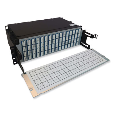 Tripp Lite 3U Preloaded Singlemode Fiber Cable Panel, (64) MTP/MPO (F) to (256) LC Duplex (M), 9.8 ft, YW, Ships in 7-10 Bus Days (N48S64M8L403)