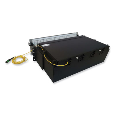 Tripp Lite 3U Preloaded Singlemode Fiber Cable Panel, (64) MTP/MPO (F) to (256) LC Duplex (M), 9.8 ft, YW, Ships in 7-10 Bus Days (N48S64M8L403)