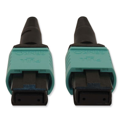 Tripp Lite OM3-Rated Fiber Optic Cable, 12-Strand MTP/MPO (F) to 12-Strand MTP/MPO (F), 3.3 ft, Aqua, Ships in 7-10 Business Days (N844B01M12P)