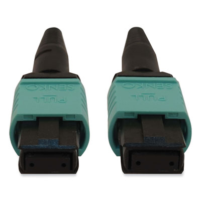 Tripp Lite OM3-Rated Fiber Optic Cable, 12-Strand MTP/MPO (F) to 12-Strand MTP/MPO (F), 32.8 ft, Aqua, Ships in 7-10 Business Days (N844B10M12P)