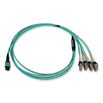 Tripp Lite OM3-Rated 12-Strand to LC Duplex Fiber Optic Cable, 3.3 ft, Aqua, Ships in 7-10 Business Days (N844X01M8LP)