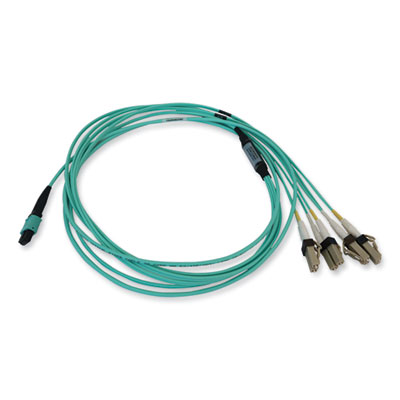 Tripp Lite OM3-Rated 12-Strand to LC Duplex Fiber Optic Cable, 6.6 ft, Aqua, Ships in 7-10 Business Days (N844X02M8LP)