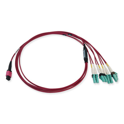 Tripp Lite OM4-Rated 12-Strand to LC Duplex Fiber Optic Cable, 3.3 ft, Magenta, Ships in 7-10 Business Days (N845X01M8LMG)
