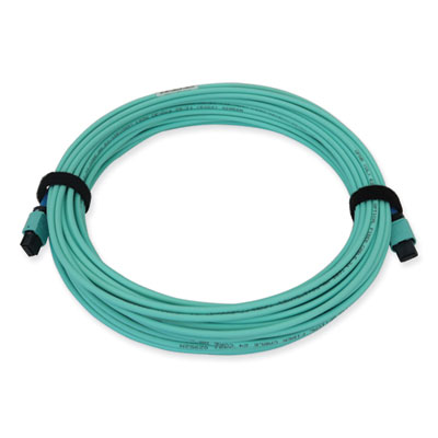 Tripp Lite OM3-Rated Fiber Optic Cable, 24-Strand MTP/MPO (F) to 24-Strand MTP/MPO (F), 49.2 ft, Aqua, Ships in 7-10 Business Days (N846B15M24P)
