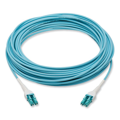 Tripp Lite OM4-Rated LC Duplex Fiber Optic Cable, 49.2 ft, Aqua, Ships in 7-10 Business Days (N82115MAQAR)