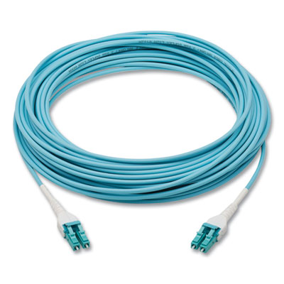 Tripp Lite OM4-Rated LC Duplex Fiber Optic Cable, 98.4 ft, Aqua, Ships in 7-10 Business Days (N82130MAQAR)
