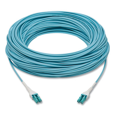 Tripp Lite OM4-Rated LC Duplex Fiber Optic Cable, 328.1 ft, Aqua, Ships in 7-10 Business Days (N821100MAQAR)