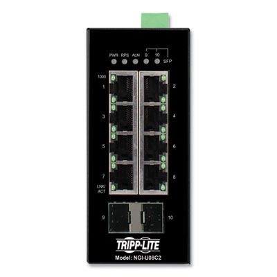 Tripp Lite 8-Port Unmanaged Industrial SFP Gigabit Ethernet Switch, TAA Compliant, Ships in 7-10 Business Days (NGIU08C2)