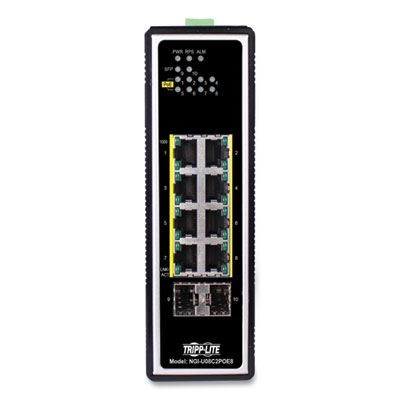 Tripp Lite 8-Port Unmanaged Industrial PoE+/SFP Gigabit Ethernet Switch, TAA Compliant, Ships in 7-10 Business Days (NGIU08C2POE8)