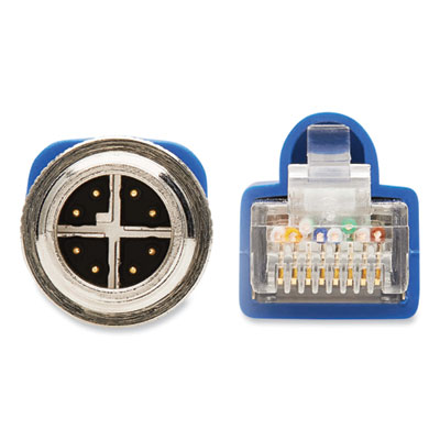 Tripp Lite Shielded M12 X-Code to RJ45 CAT6a Ethernet Cable, 3.3 ft, Blue, Ships in 7-10 Business Days (NM126A201MBL)