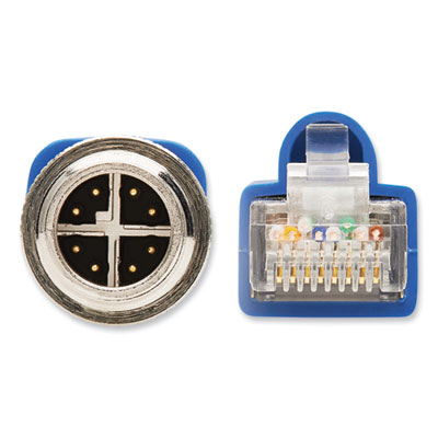 Tripp Lite Shielded M12 X-Code to RJ45 CAT6a Ethernet Cable, 32.8 ft, Blue, Ships in 7-10 Business Days (NM126A210MBL)