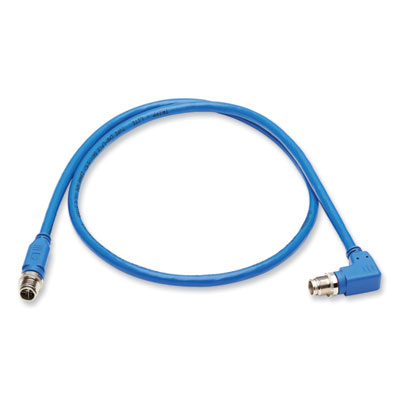 Tripp Lite Shielded M12 X-Code CAT6a Right-Angle Ethernet Cable, 6.6 ft, Blue, Ships in 7-10 Business Days (NM126A302MBL)