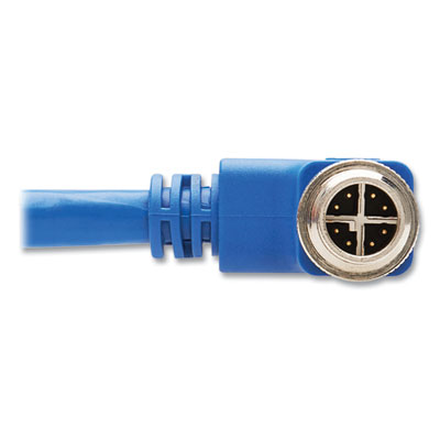 Tripp Lite Shielded M12 X-Code CAT6a Right-Angle Ethernet Cable, 6.6 ft, Blue, Ships in 7-10 Business Days (NM126A302MBL)