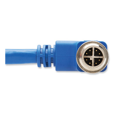 Tripp Lite Shielded M12 X-Code CAT6a Right-Angle Ethernet Cable, 32.8 ft, Blue, Ships in 7-10 Business Days (NM126A310MBL)