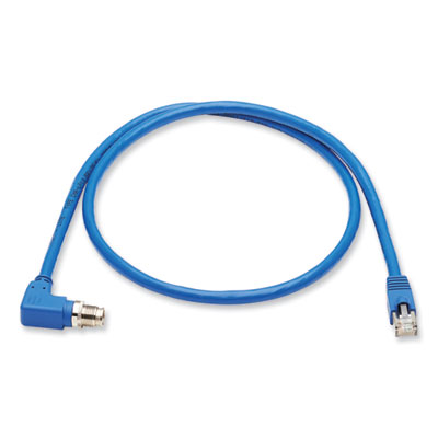 Tripp Lite Shielded M12 X-Code to RJ45 CAT6a Right-Angle Ethernet Cable, 3.3 ft, Blue, Ships in 7-10 Business Days (NM126A401MBL)