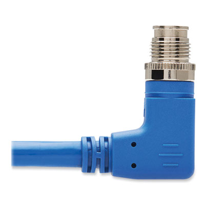 Tripp Lite Shielded M12 X-Code to RJ45 CAT6a Right-Angle Ethernet Cable, 6.6 ft, Blue, Ships in 7-10 Business Days (NM126A402MBL)