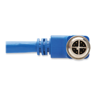 Tripp Lite Shielded M12 X-Code to RJ45 CAT6a Right-Angle Ethernet Cable, 9.8 ft, Blue, Ships in 7-10 Business Days (NM126A403MBL)