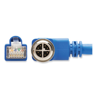 Tripp Lite Shielded M12 X-Code to RJ45 CAT6a Right-Angle Ethernet Cable, 16.4 ft, Blue, Ships in 7-10 Business Days (NM126A405MBL)