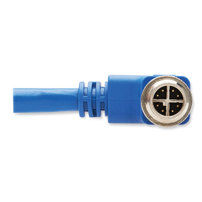 Tripp Lite Shielded M12 X-Code to RJ45 CAT6a Right-Angle Ethernet Cable, 16.4 ft, Blue, Ships in 7-10 Business Days (NM126A405MBL)