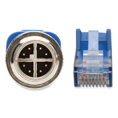 Tripp Lite M12 X-Code to RJ45 CAT6 Ethernet Cable, 32.8 ft, Blue, Ships in 7-10 Business Days (NM1260210MBL)
