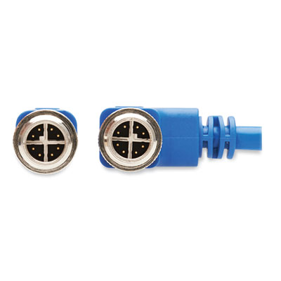 Tripp Lite M12 X-Code CAT6 Right-Angle Ethernet Cable, 6.6 ft, Blue, Ships in 7-10 Business Days (NM1260302MBL)