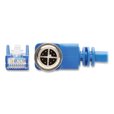 Tripp Lite M12 X-Code to RJ45 CAT6 Right-Angle Ethernet Cable, 16.4 ft, Blue, Ships in 7-10 Business Days (NM1260405MBL)