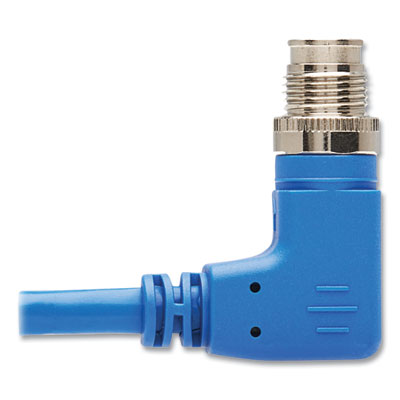 Tripp Lite M12 X-Code to RJ45 CAT6 Right-Angle Ethernet Cable, 32.8 ft, Blue, Ships in 7-10 Business Days (NM1260410MBL)