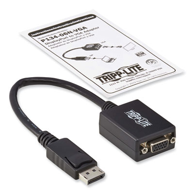 Tripp Lite DisplayPort to VGA Cable, 6", Black, 50/Pack, Ships in 7-10 Business Days (TRPP13406NVGABP)