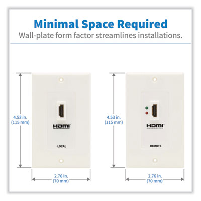 Tripp Lite HDMI Over Dual CAT5/CAT6 Extender Wall Plate Kit w/Transmitter and Receiver, Range Up to 150 ft, WH, Ships in 7-10 Bus Days (TRPP167000)