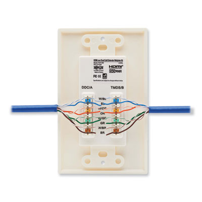 Tripp Lite HDMI Over Dual CAT5/CAT6 Extender Wall Plate Kit w/Transmitter and Receiver, Range Up to 150 ft, WH, Ships in 7-10 Bus Days (TRPP167000)