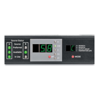 Tripp Lite One-Outlet 5.8kW Single-Phase Monitored Automatic Transfer Switch PDU, 10 ft Cord, Black, Ships in 7-10 Business Days (PDUMNH30HVAT)