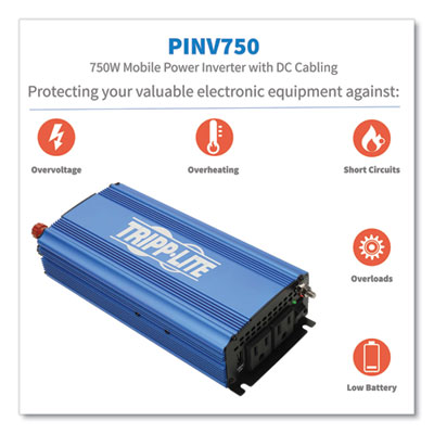 Tripp Lite 750 W Light-Duty Compact Power Inverter, USB, Blue, Ships in 7-10 Business Days (PINV750)