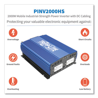 Tripp Lite 2,000 W Heavy-Duty Industrial-Strength Mobile Power Inverter, USB, Blue, Ships in 7-10 Business Days (PINV2000HS)