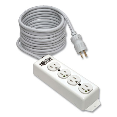Tripp Lite Four-Outlet 1,800W Medical-Grade Power Strip, 15 ft Cord, White, Ships in 7-10 Business Days (PS415HG)