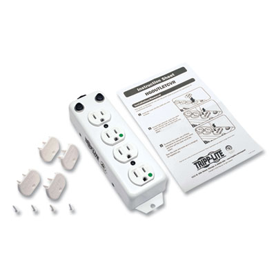 Tripp Lite 4-Outlet 1,800W Medical-Grade Power Strip w/ Right-Angle Cord, Patient-Care Vicinity, 15ft Cord, WH, Ships in 7-10 Bus Days (PS415HGOEMRA)