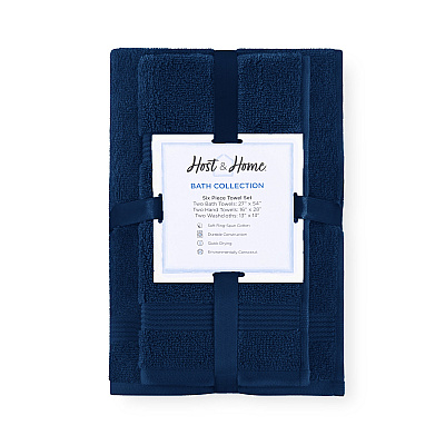 Host & Home 6pc Bath Towel Set Navy, 6 Piece Set (P-BSET-HH-NVY)